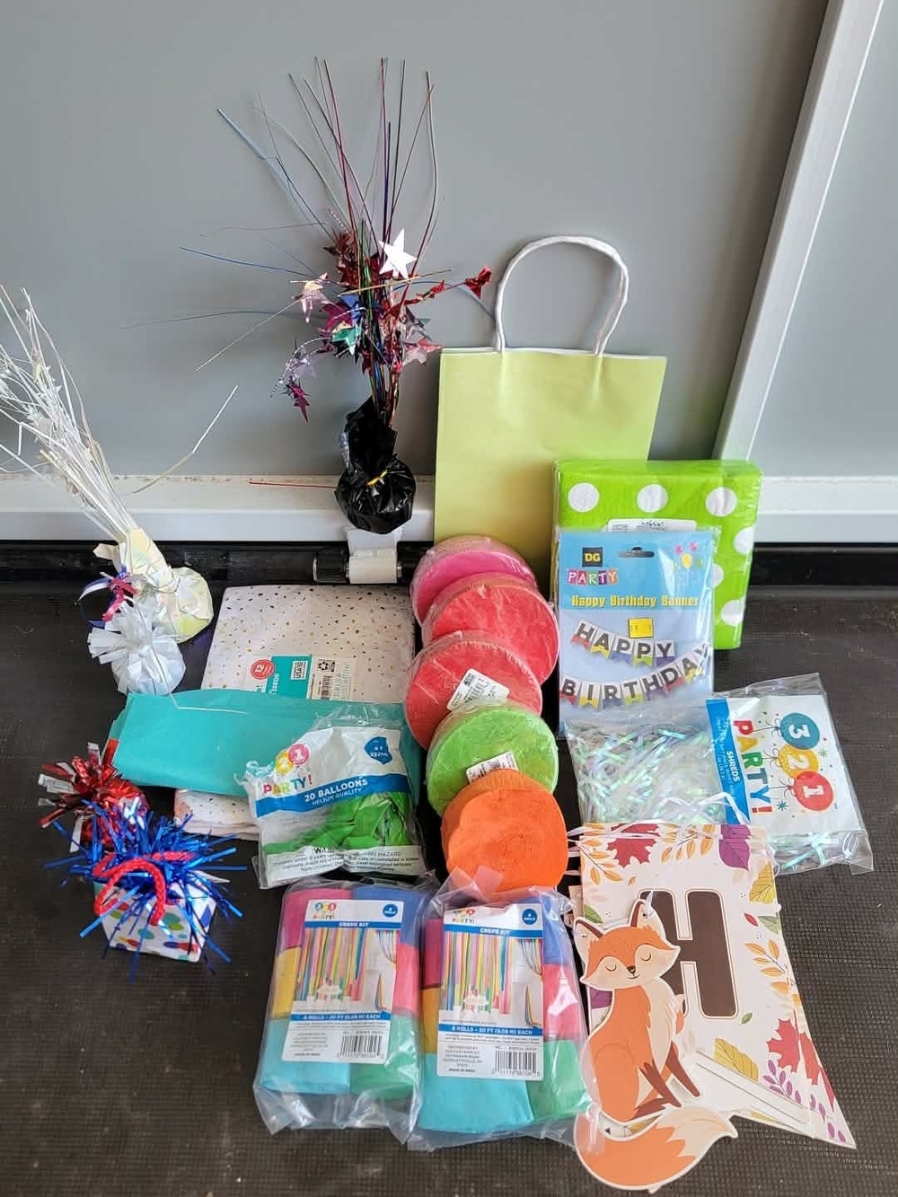 Assorted Party Supplies Bundle - Green, Pink, Orange, Red, Blue